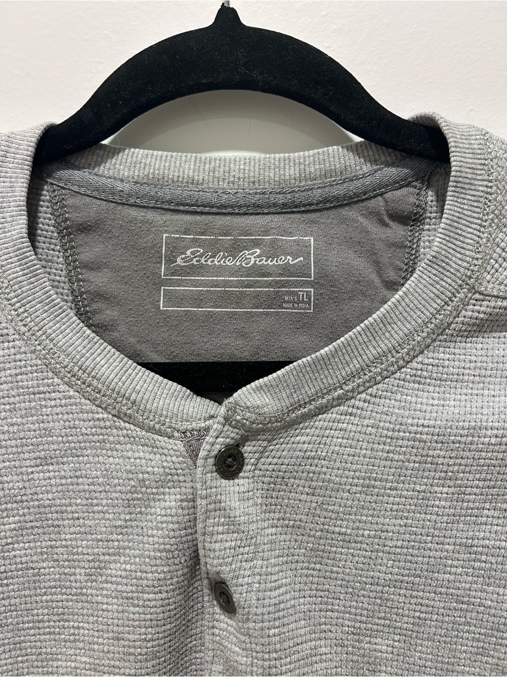 Eddie Bauer Gray Waffle Knit Crewneck Sweater
